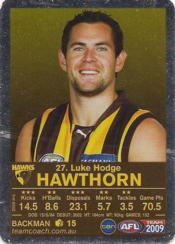 2009 Team Coach AFL Team - Silver Did You Know? #27 Luke Hodge Front